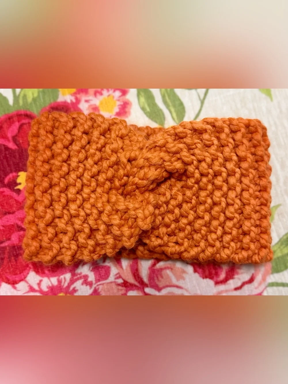 Handmade Hand Crafted Knit Twist Headband adult/teen orange fall